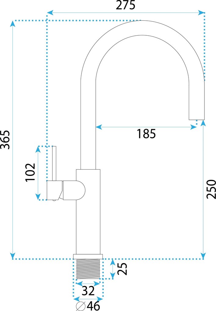 Rea Rivo, vysoká kuchynská batéria h-365, medená matná, REA-B9344