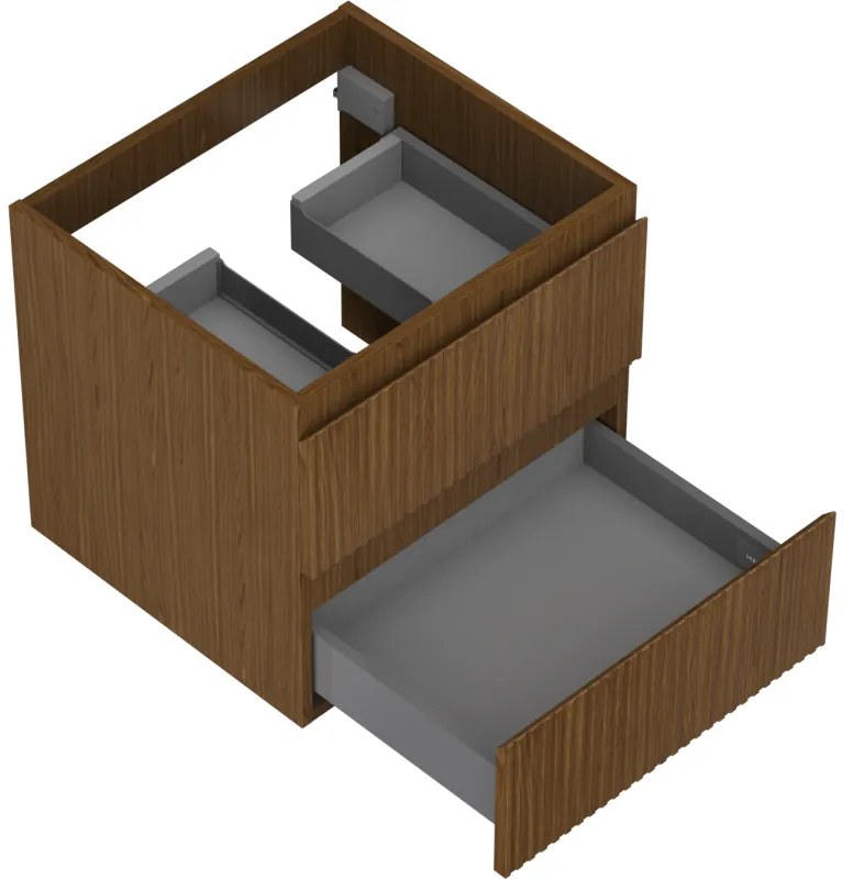 Mexen Rivel, kúpeľňová skrinka 50 cm, 2 zásuvky, drážkovaná, orech, 91A20-05047-2-BFF86