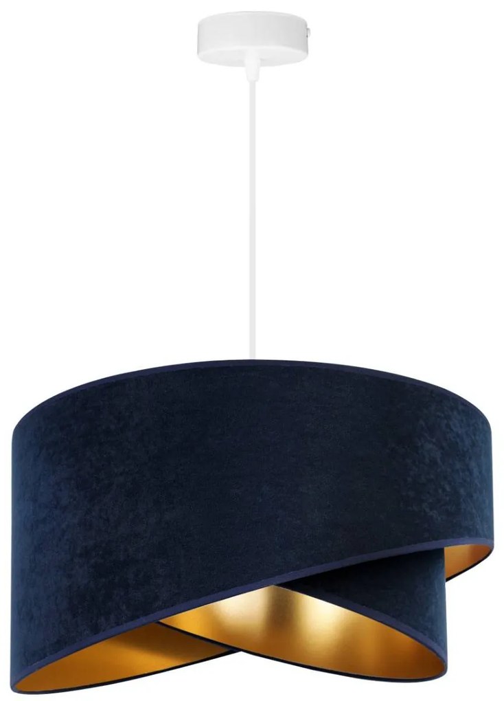Závesné svietidlo Mediolan, 1x tmavomodré/zlaté textilné tienidlo, (výber z 2 farieb konštrukcie)