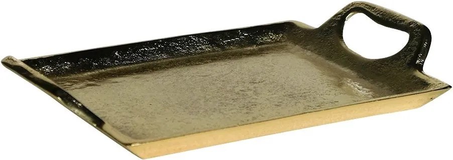 Zlatý kovový servírovací podnos s uchami Tray Raw S - 25*13*5cm