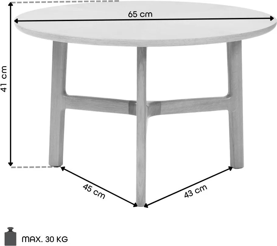 Mazzoni BELLUNO Prírodný orech (tmavohnedá) - DREVENÝ KONFERENČNÝ STOLÍK Ø65 cm OKRÚHLY MODERN CLASSIC