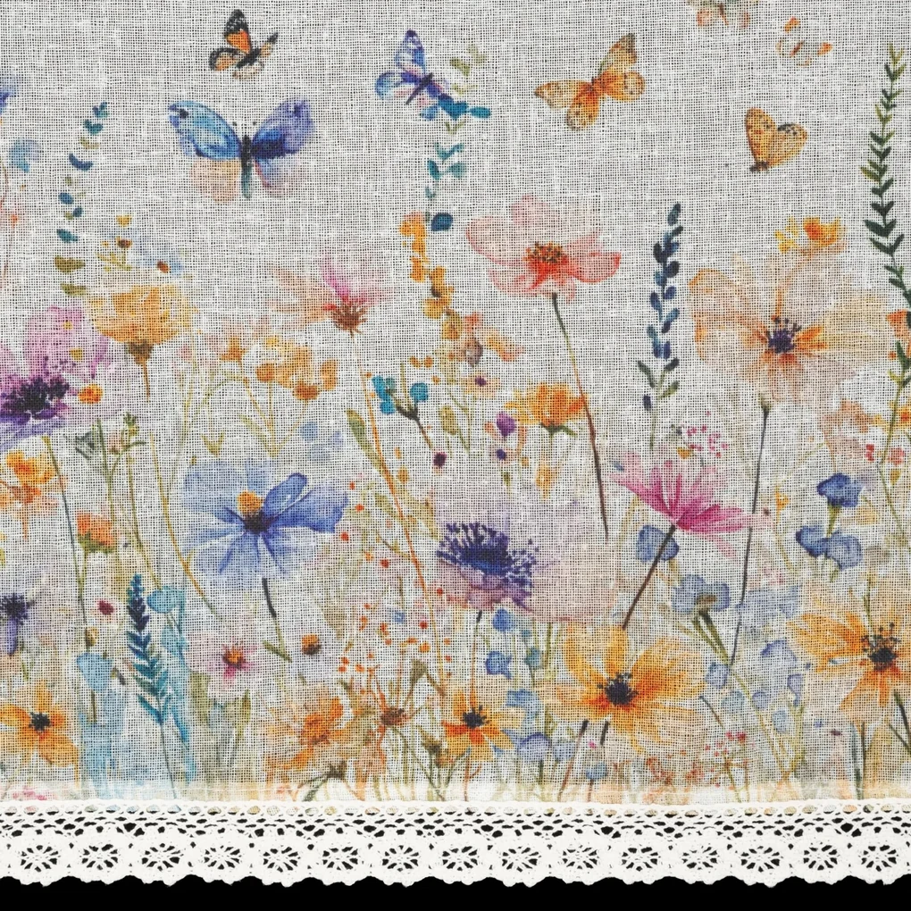KRÁTKA ZÁCLONA NA PÁSKE ROZALIE 150X60 CM KVETY