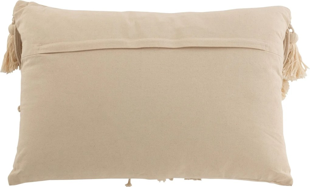 Béžový vankúš s drhaným vzorom a strapcami Macramé cosy - 47*16*36 cm