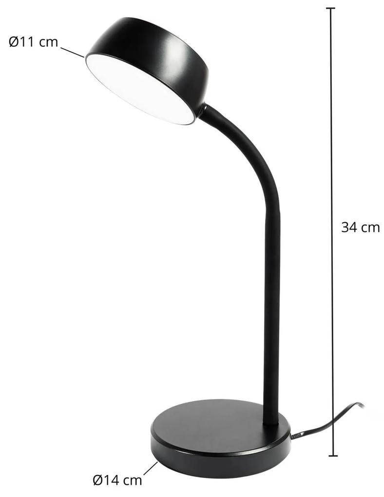 Lindby Tijan stolová LED, čierna, ohybné rameno