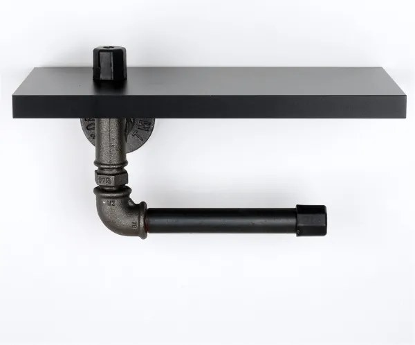 Držiak toaletného papiera s policou BORU 12x30 cm čierna