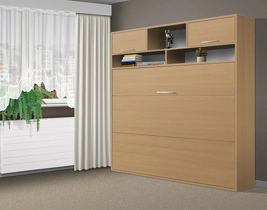 Nabytekmorava Sklápacia posteľ VS1056 MAX, 200x140cm farba lamina: antracit/biele dvere, Varianta dverí: lesklé