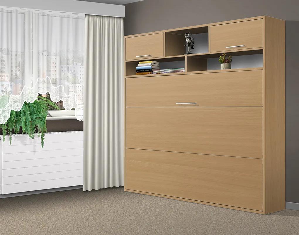 Nabytekmorava Sklápacia posteľ VS1056 MAX, 200x140cm farba lamina: Biela, Varianta dverí: lesklé