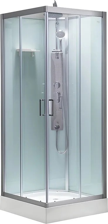 BPS-koupelny Hydromasážny box HYD-LI100, 80x80 cm, kartáčovaný chróm/transparent