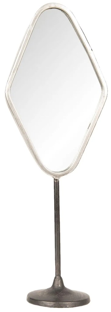 Strieborné antik kovové stolné kozmetické zrkadlo - 14*9*43 cm