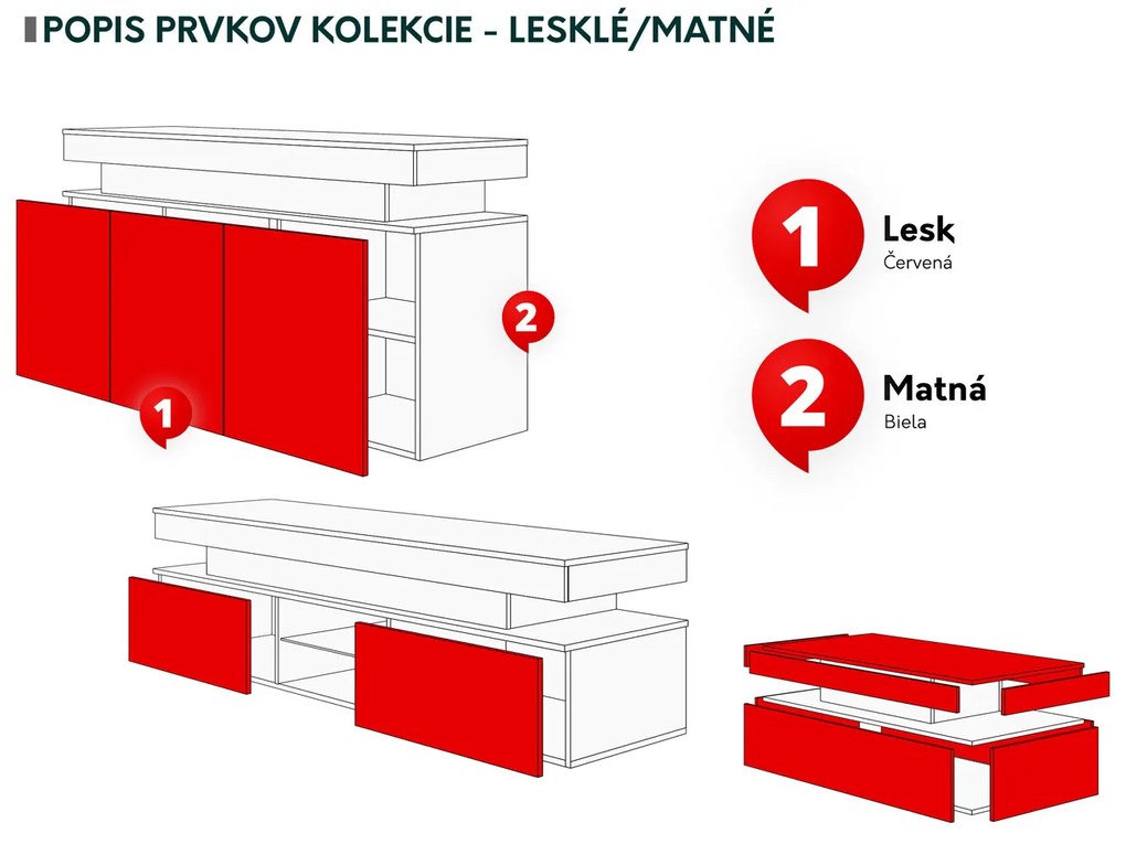 Obývacia stena s biokrbom Lestirola II, Farba: čierna / čierny lesk