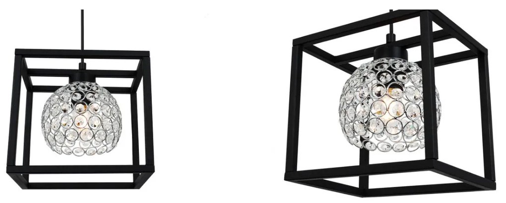 Závesné svietidlo Crystal Cage, 1x strieborné krištáľové tienidlo v kovovom ráme