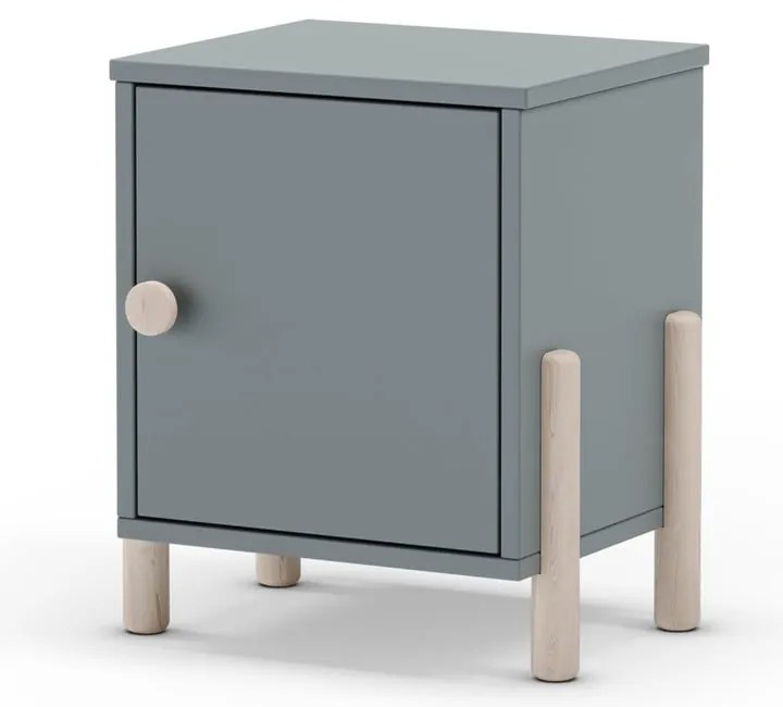 Detský nočný stolík sivozelený z borovicového dreva Enola – Marckeric