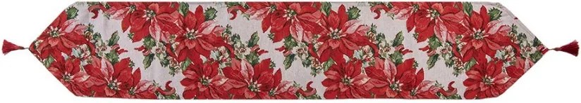 Červený behúň s vianočnými hviezdami Christmas Rustic - 33*180 cm
