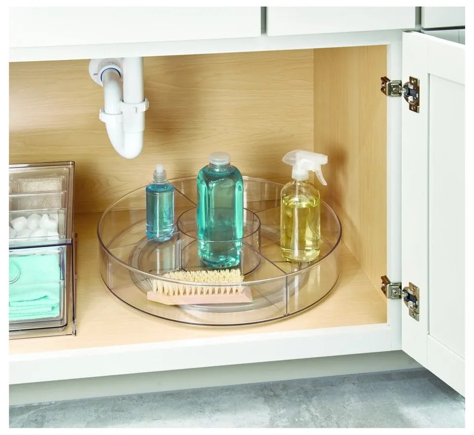 Okrúhly transparentný úložný box iDesign The Home Edit, ⌀ 45,7 cm