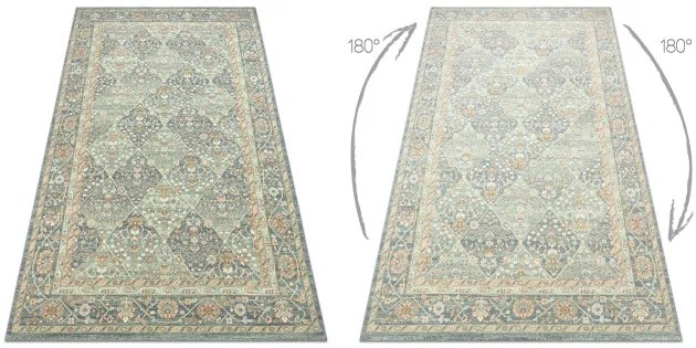 Koberec SOHO 477.27.LA500 OSTA geometrický naturálny zelený / nebeský