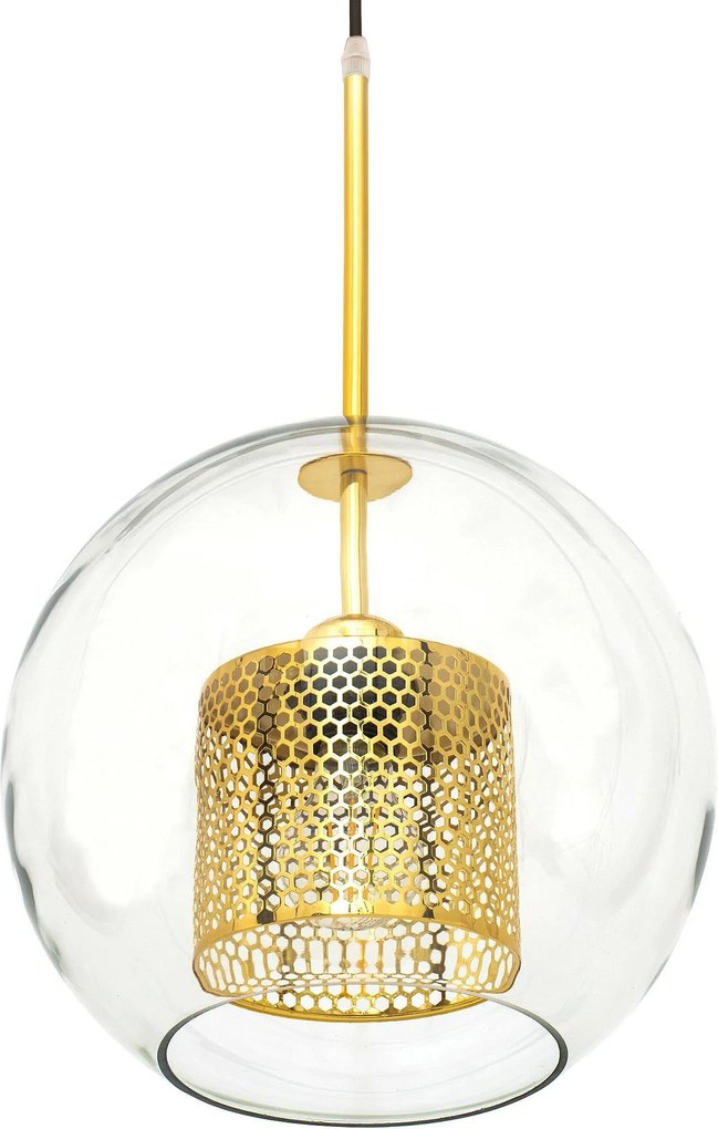 Toolight - závesná sklenená lampa APP556-1CP 30cm, zlatá, OSW-08749