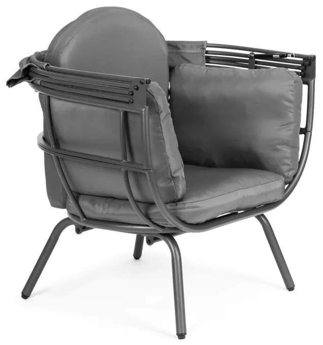 ZÁHRADNÉ KRESLO SO SKLADACOU STRIEŠKOU BAZIL ŠEDÉ