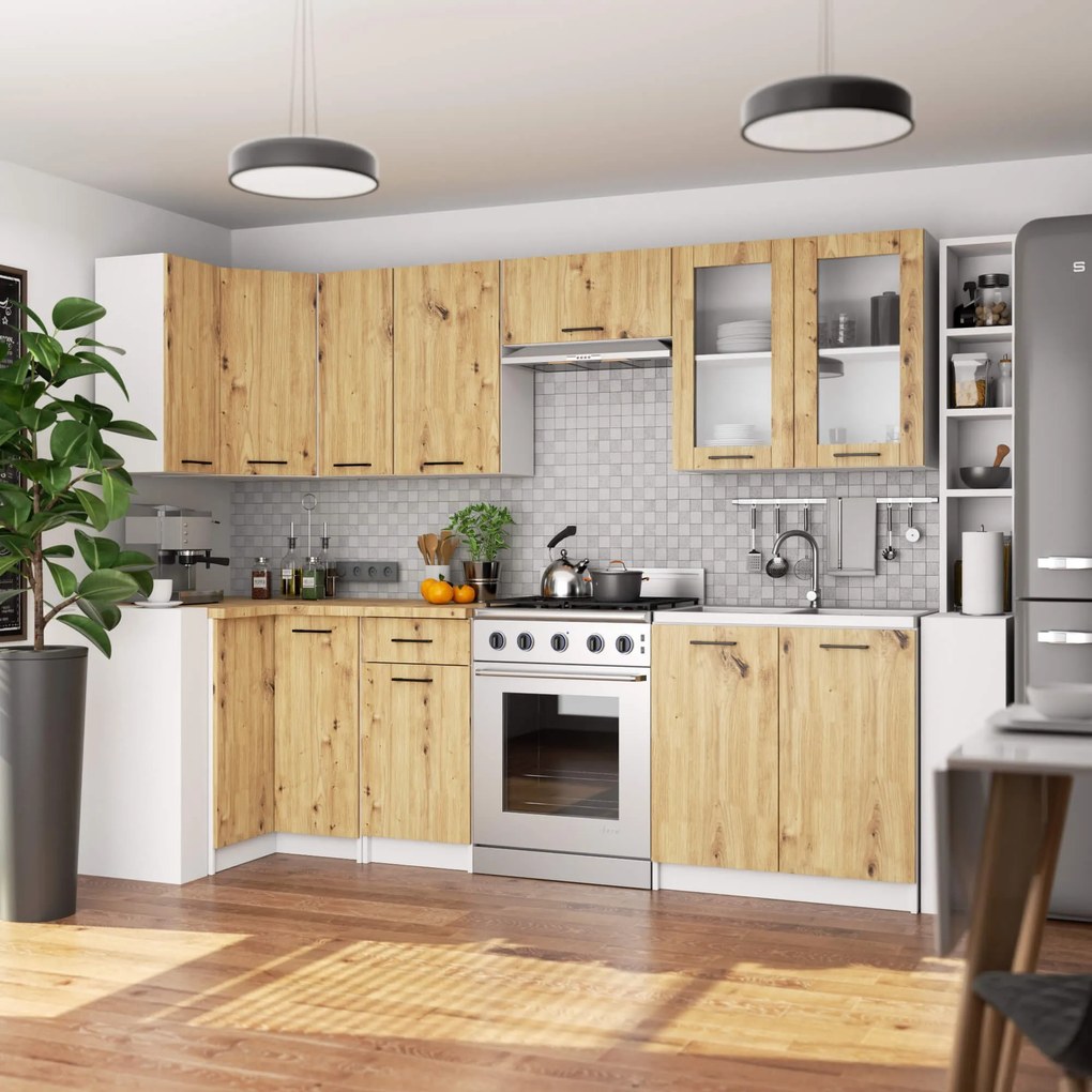 Závesná kuchynská skrinka OLIVIE W 80x72 cm biela mat/dub artisan