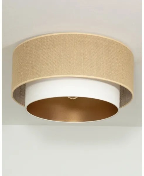 Stropné svietidlo SARTA 1×E27, 60 W, 230 V, priemer 45 cm, biela/juta