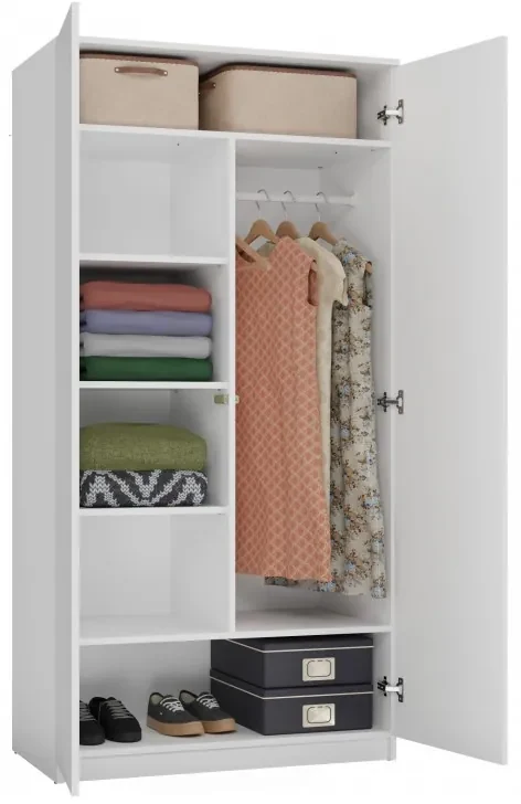 Dvojdverová šatníková skriňa 90 cm TAUNO - biela