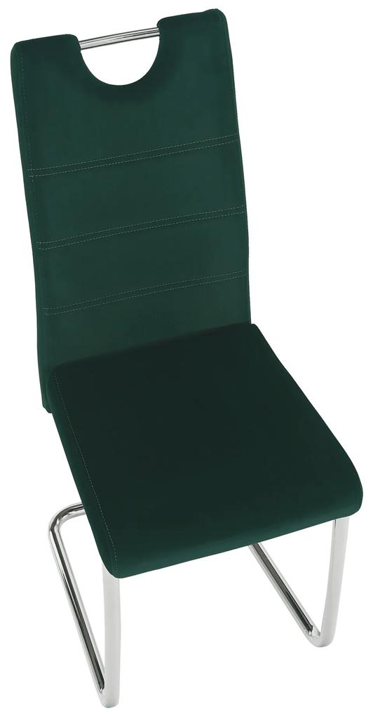 Kondela Jedálenská stolička, smaragdová Velvet látka/svetlé šitie, ABIRA NEW