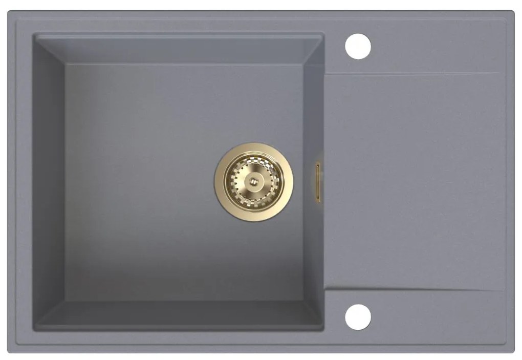 Sink Quality Sink55, kuchynský granitový drez 680x460x215 mm + zlatý sifón, šedá, SKQ-SINK.D.1KDO.XG