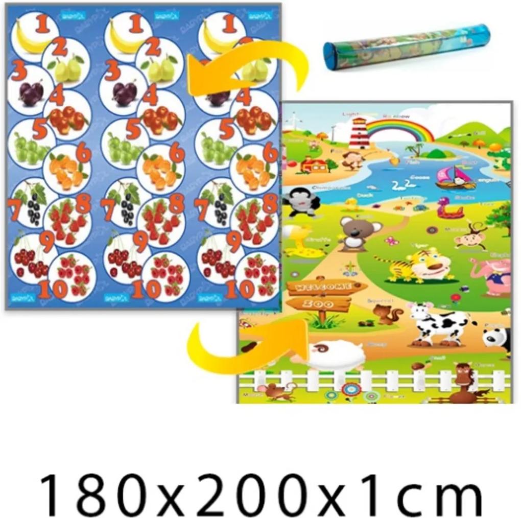 Detský penový koberec ovocné čísla + Farma 180x200x1 cm 180x200x1 cm