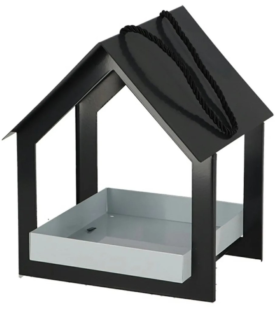 Závesné kŕmidlo pre vtáky Easy, 23x19x19 cm, kov, čierna
