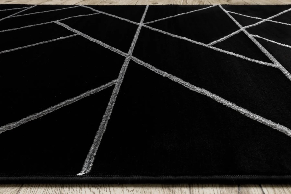 Behúň EMERALD 7543 Glamour exclusive, Geometrický, čierny + strieborná