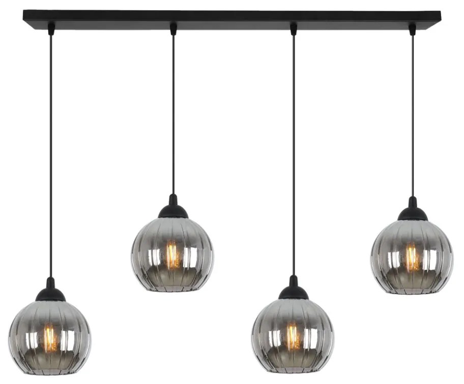 Závesné svietidlo Costa, 4x grafitové sklenené tienidlo, b