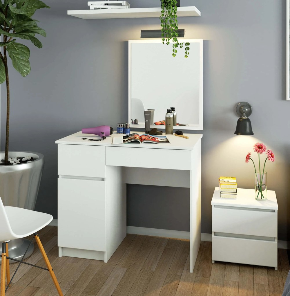 Toaletný stolík Parijat (biela) (so zrkadlom) (L). Akcia -19%. Vlastná spoľahlivá doprava až k Vám domov. 1128842