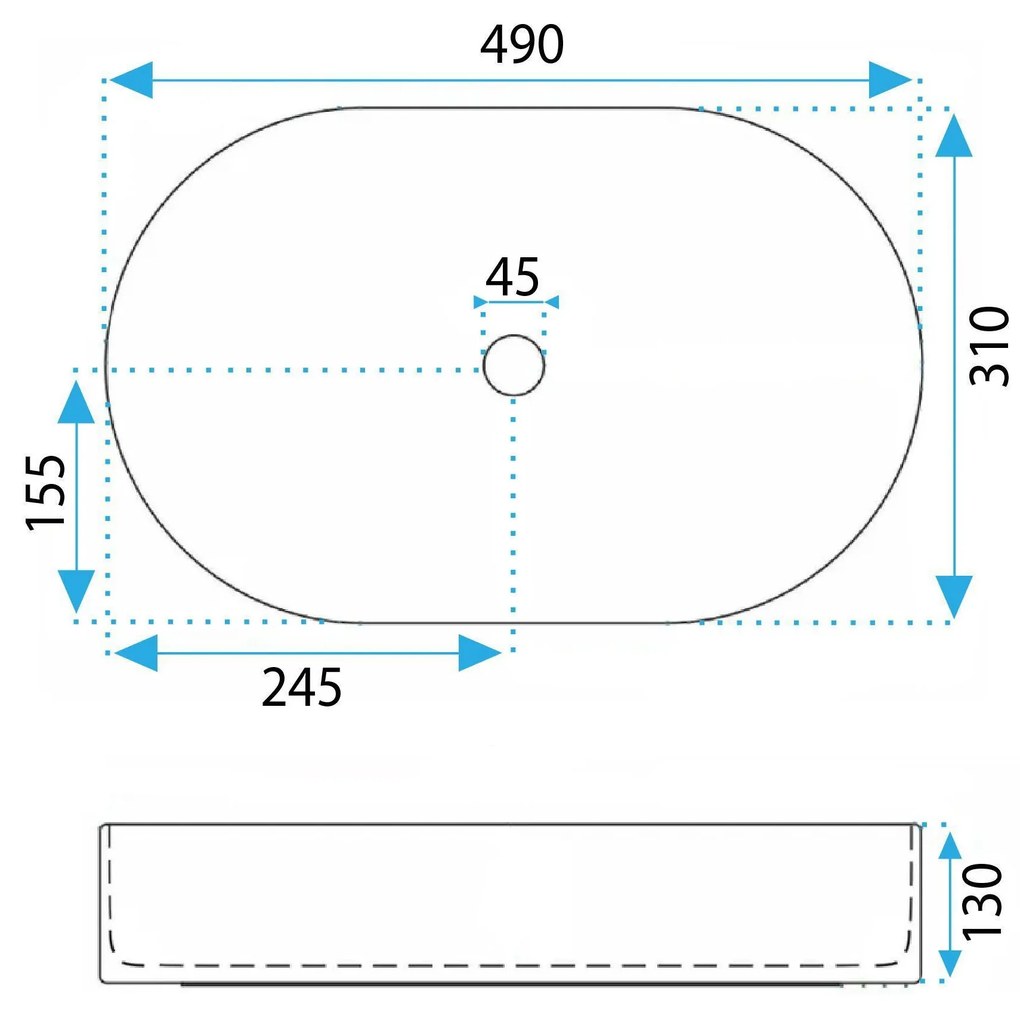 Rea Vanda, umývadlo na dosku 490x310x130 mm, oranžová matná, REA-U6377