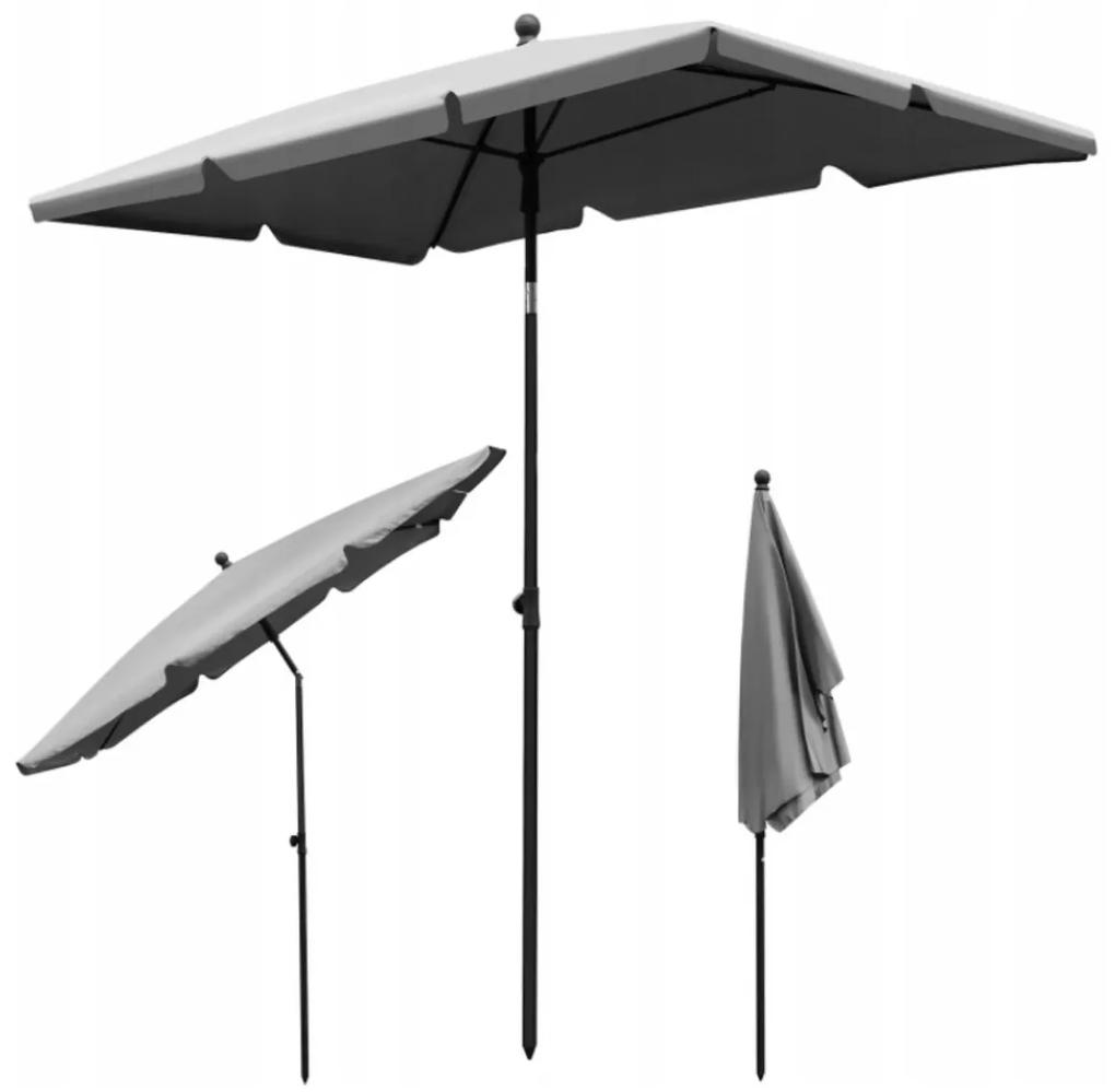Záhradný slnečník - dáždnik obdĺžnikový 130x200cm | sivý
