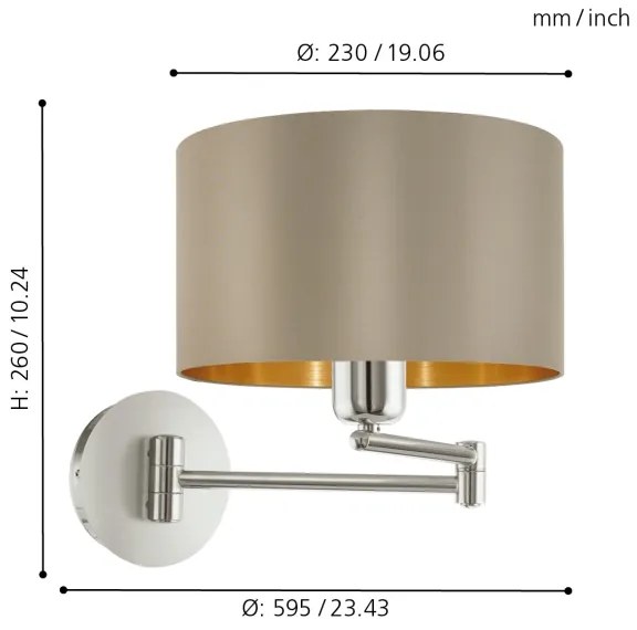Eglo 95055 - Nástenné svietidlo MASERLO 1xE27/60W/230V