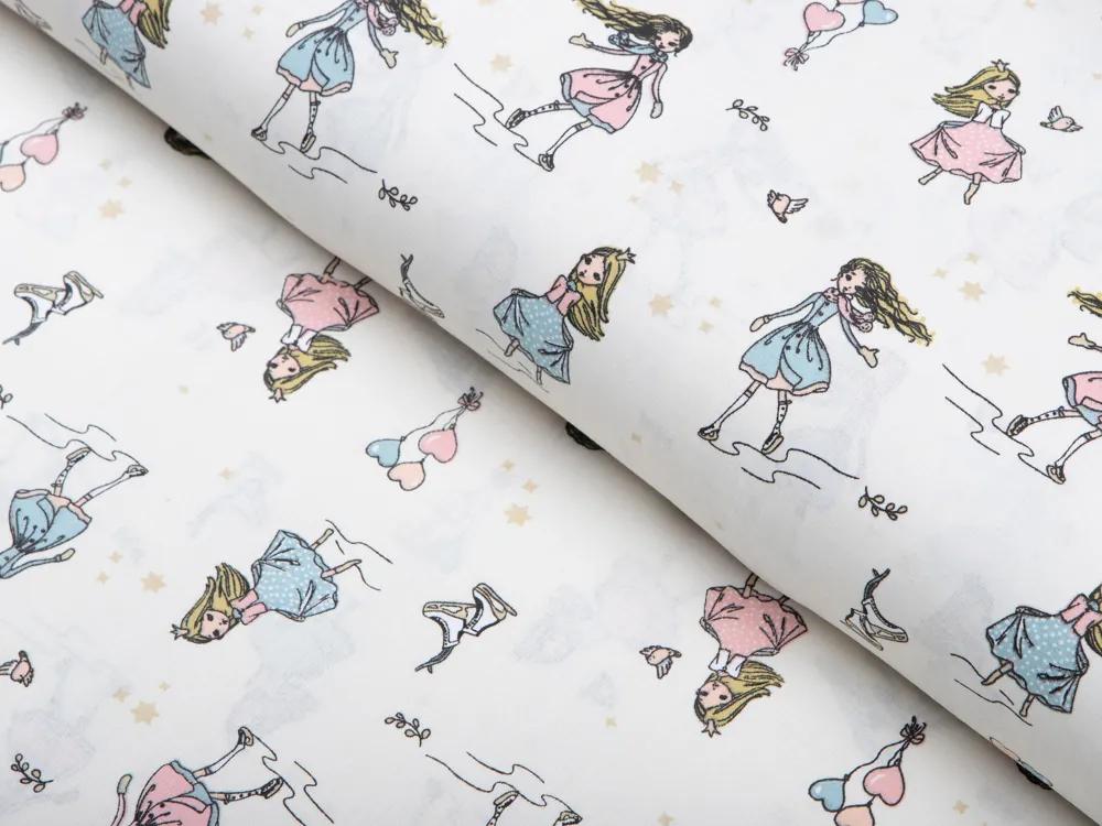 Biante Detské bavlnené posteľné obliečky do postieľky Sandra SA-261 Krasokorčuliarky na krémovom Do postieľky 100x135 a 40x60 cm