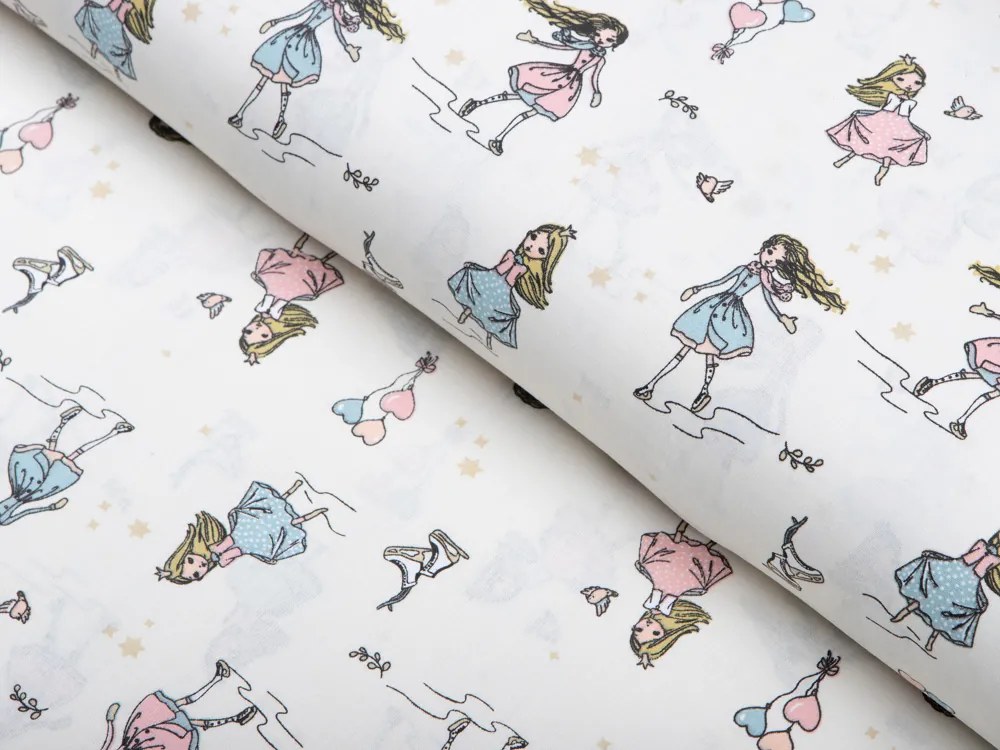 Biante Detské bavlnené posteľné obliečky do postieľky Sandra SA-261 Krasokorčuliarky na krémovom Do postieľky 90x130 a 40x60 cm