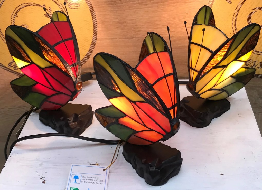Detská lampa tiffany MOTÝĽ_O 16*17