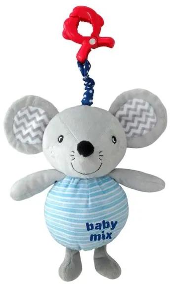 BABY MIX Detská plyšová hračka s hracím strojčekom a klipom Baby Mix Myška