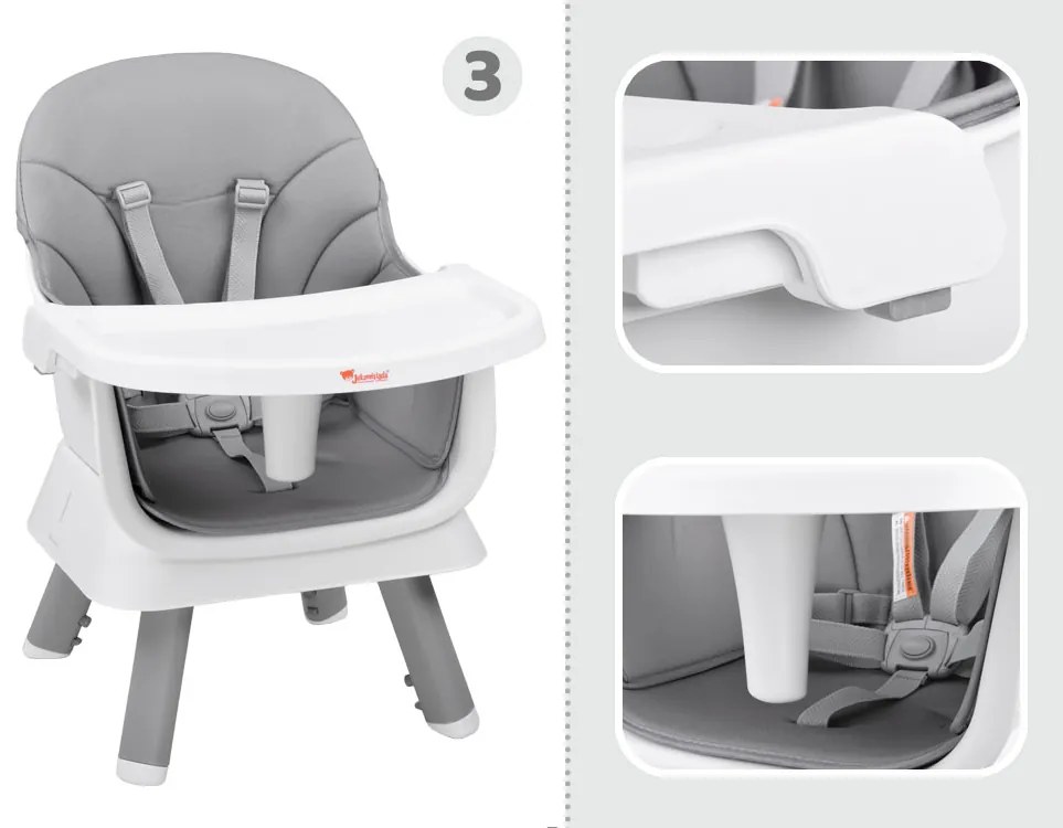 Stolička na kŕmenie set 6v1 ZA4142 - sivá