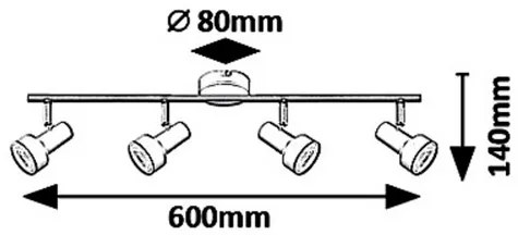 Rabalux KONRAD prisadené stropné bodové svietidlo 4x50W | GU10 | IP20 - nastaviteľné, čierna