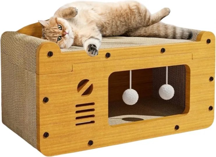 Mačací domček 3v1 KITZONE 56x30 cm, béžový