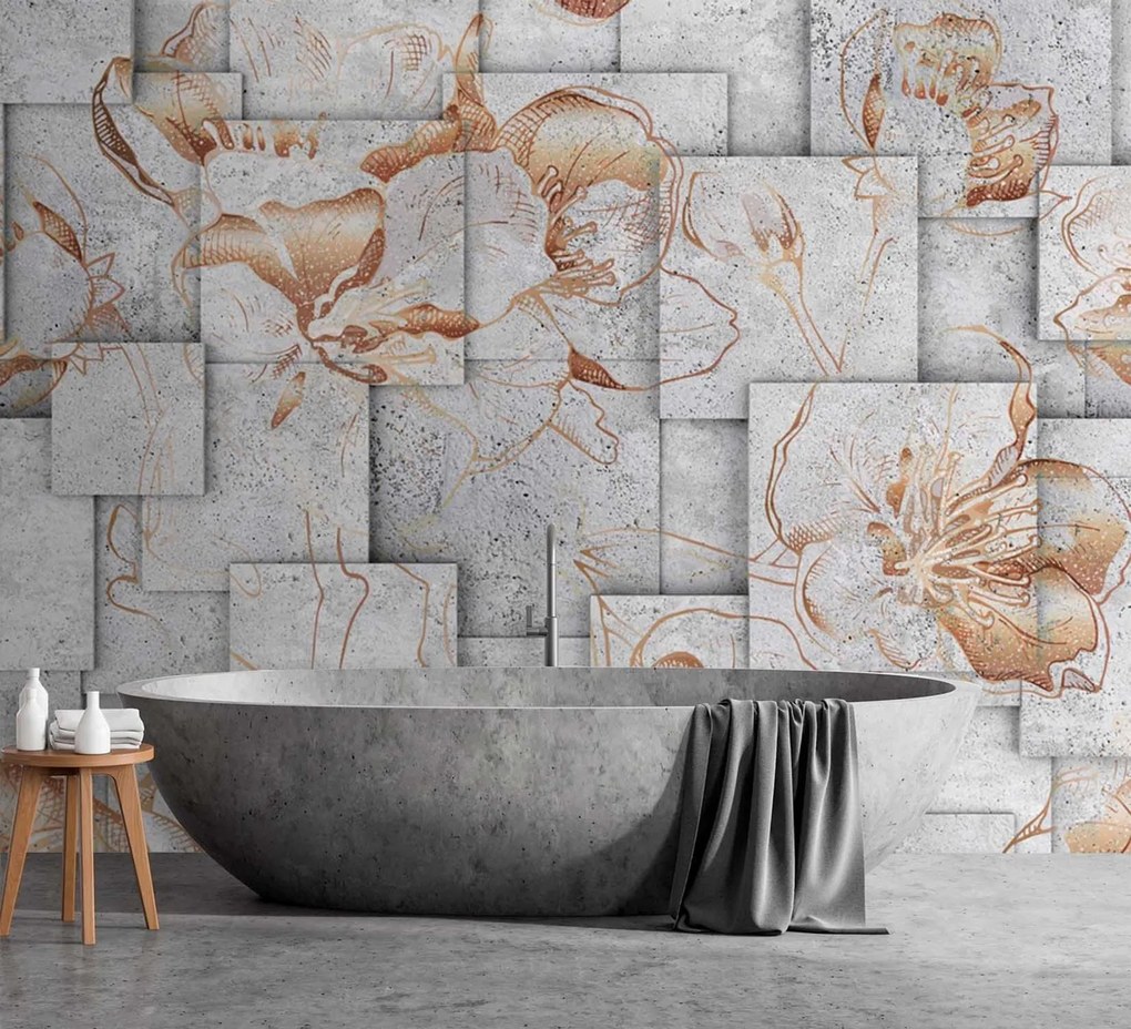 Gario Fototapeta Kvety na geometrickom pozadí Materiál: Vliesová, Rozmery: 250 x 175 cm
