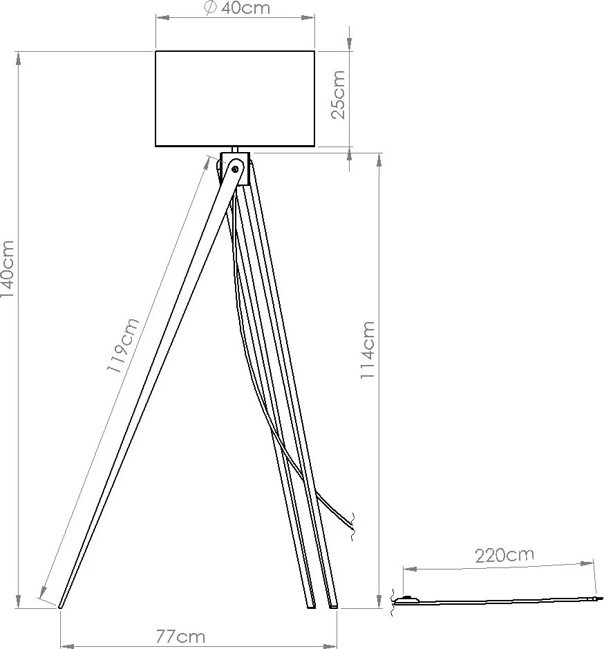 Stojacia lampa Natt, 1x modré textilné tienidlo, drevo