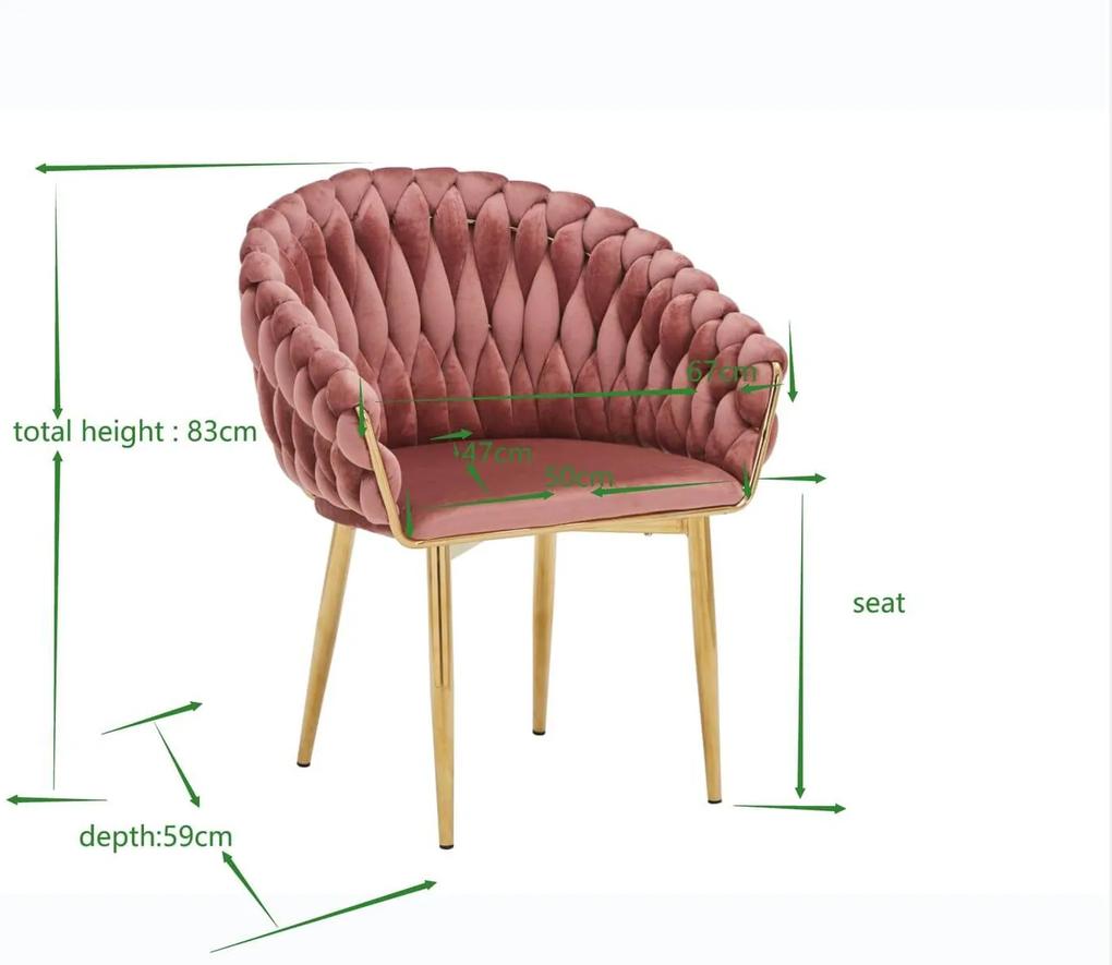 Krémová zamatová jedálenská stolička LUX 83cm