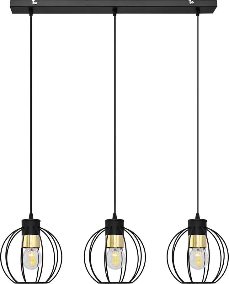 Luster na lanku STARLIGHT 3xE27/15W/230V čierna/zlatá