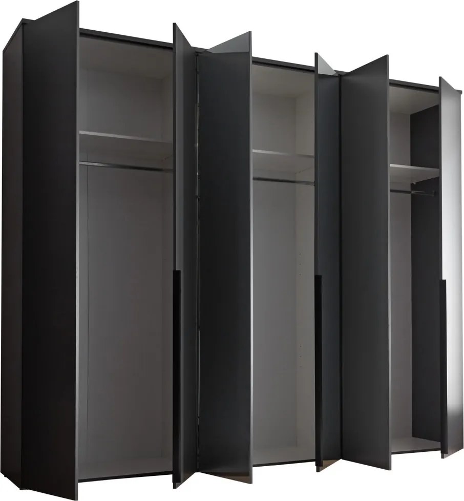 Šatníková skriňa so zrkadlami Kevo, 270 cm, grafitová