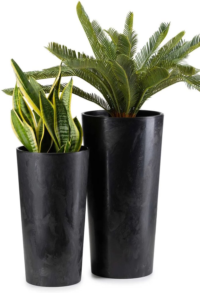 PLASTOVÝ KVETINÁČ URBANIKA SADA 2KS 57X30 CM+46,6X25,5 CM ČIERNA