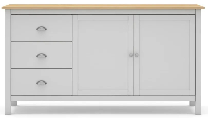 Biela/prírodná nízka komoda z borovicového dreva 150x80,5 cm Misti – Marckeric