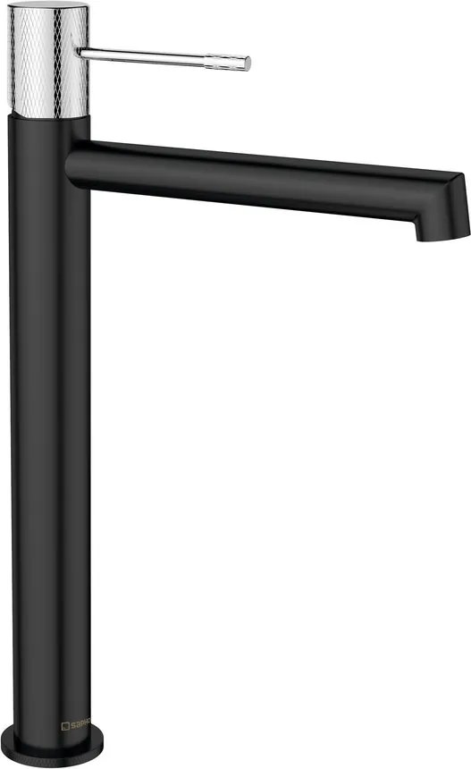 Sapho Sapho, SOLARIS stojanková umývadlová batéria bez výpuste, vysoká, čierna mat/chróm, WD006BC