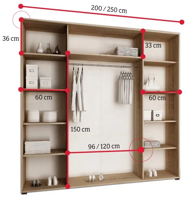 Posuvná skriňa TALIA 33 - biela / nie / 200